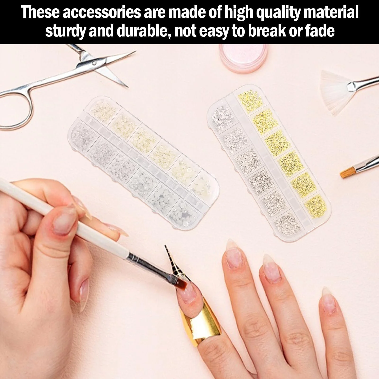 Набор Бисера для дизайна ногтей Crystal AB Стразы для ногтей Кристалл Flatback Камни Круглые Стразы Набор для украшения ногтей, Набор бисера для ногтей с пинцетом и ручкой, фото №6