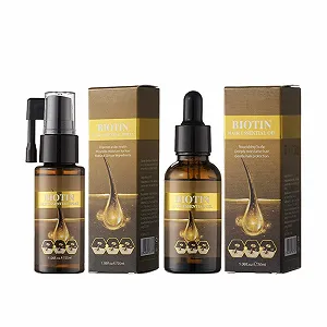 Спрей для утолщения волос с биотином и набор масел для утолщения волос, для заметно более густых и сильных волос, уменьшает ломкость волос, спрей для объема и питательное масло для здоровой кожи головы - Фото 1