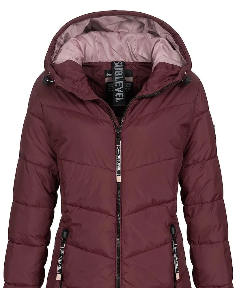 Жіноче стьобане пальто Sublevel LSL–412 з капюшоном на підкладці, фото №3