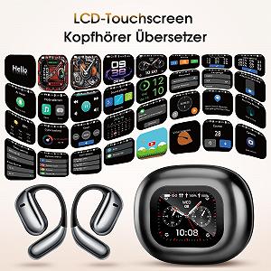 Наушники-переводчики AI с сенсорным LCD экраном с поддержкой 144 языков, 60 часов работы, Bluetooth 5.4, для путешествий, обучения и спорта synthetic.ua - Фото 1