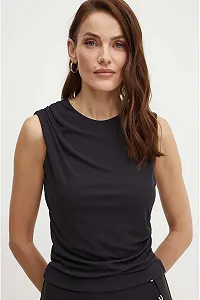 Топ Guess Henley Olympia в рубчик чорний synthetic.ua - Фото 1