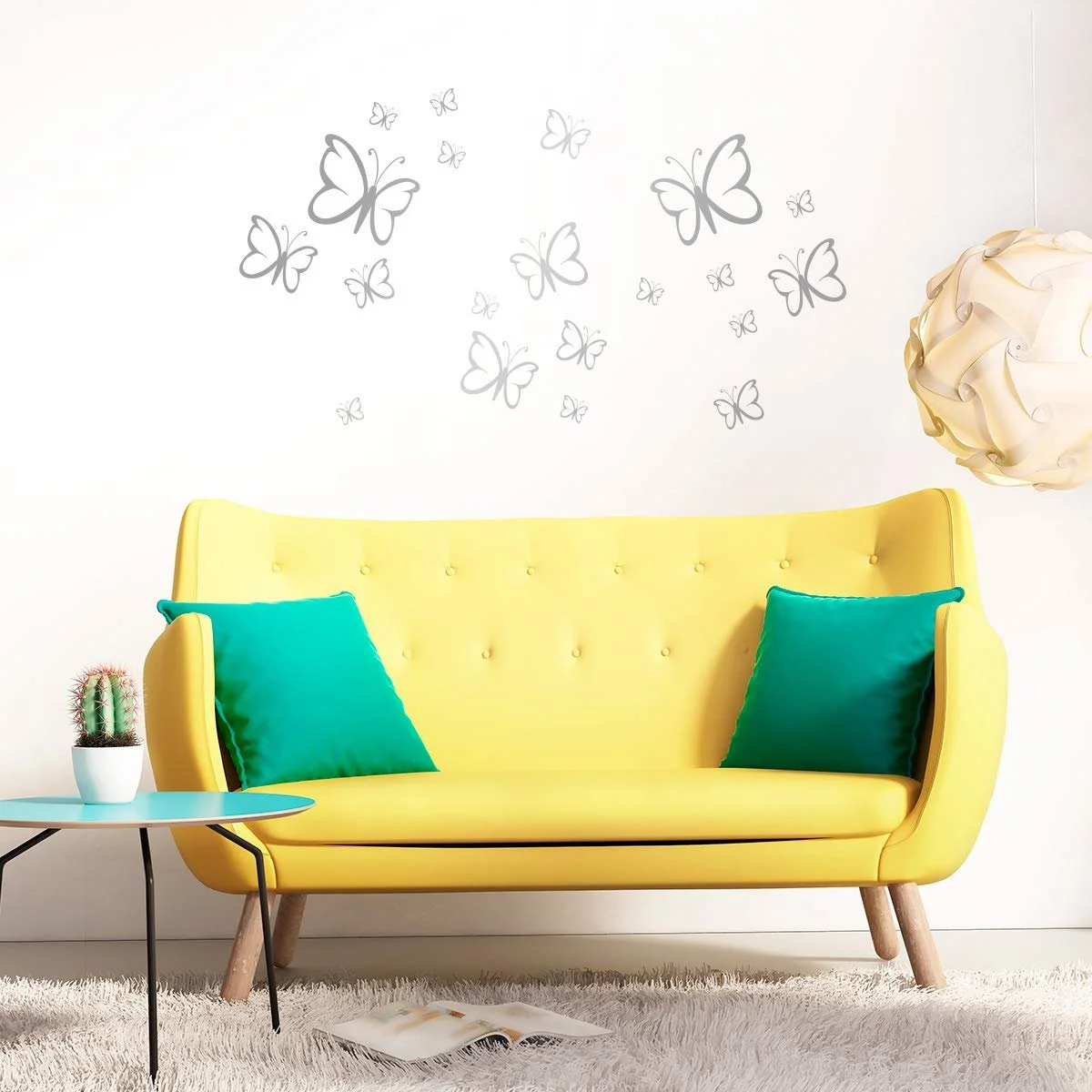 Наклейка на стену Набор бабочек 20 шт. Серебристый, фото №2