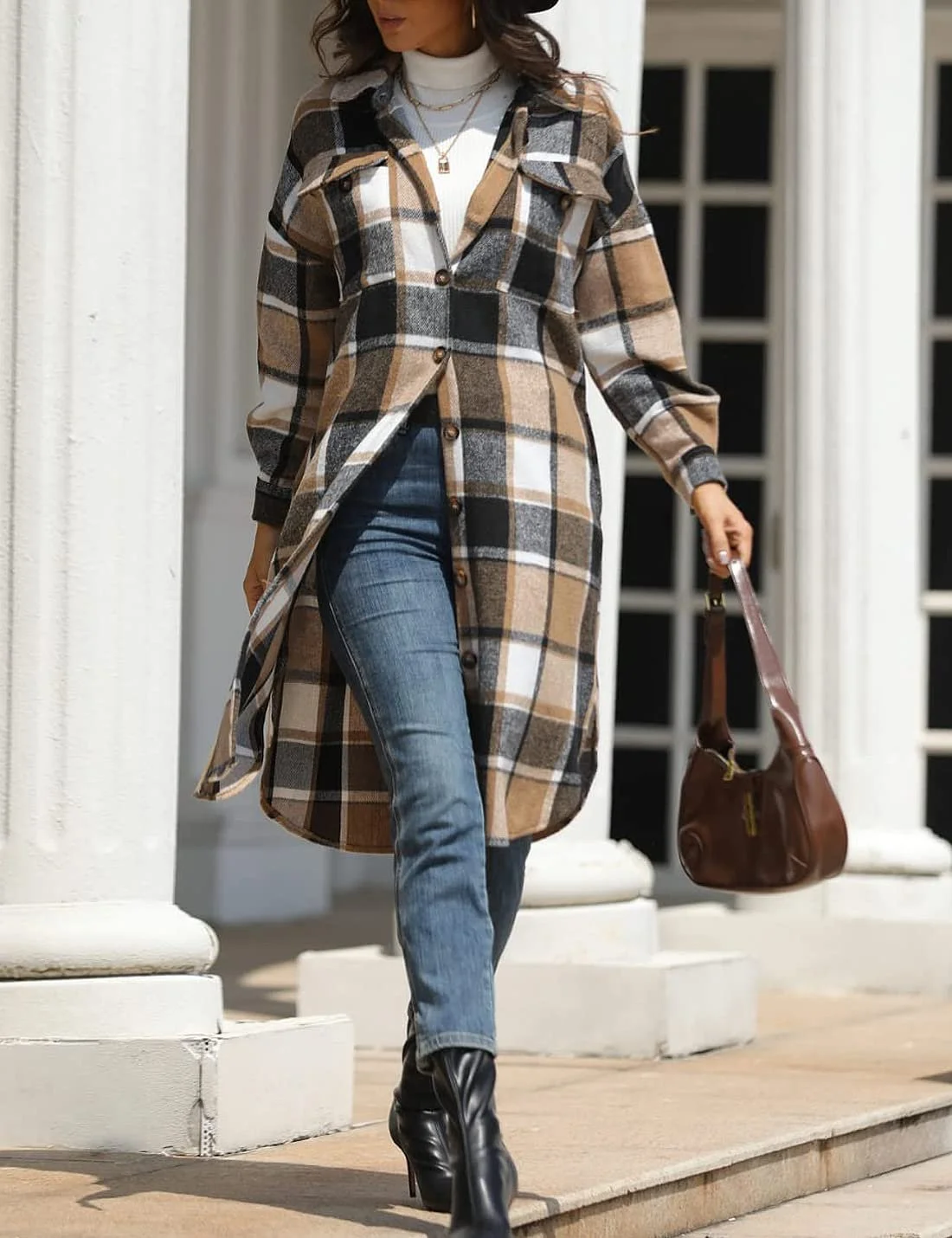 Рубашка-пиджак Sukany В клетку с длинными рукавами, фото №3