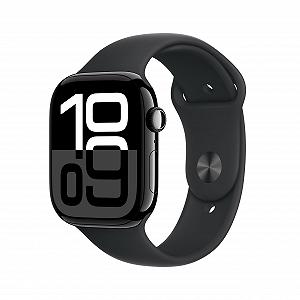 Смарт-часы Apple Watch Series 10 (GPS 46мм) Черный алюминиевый корпус, черный спортивный ремешок (S/M) - Фото 1