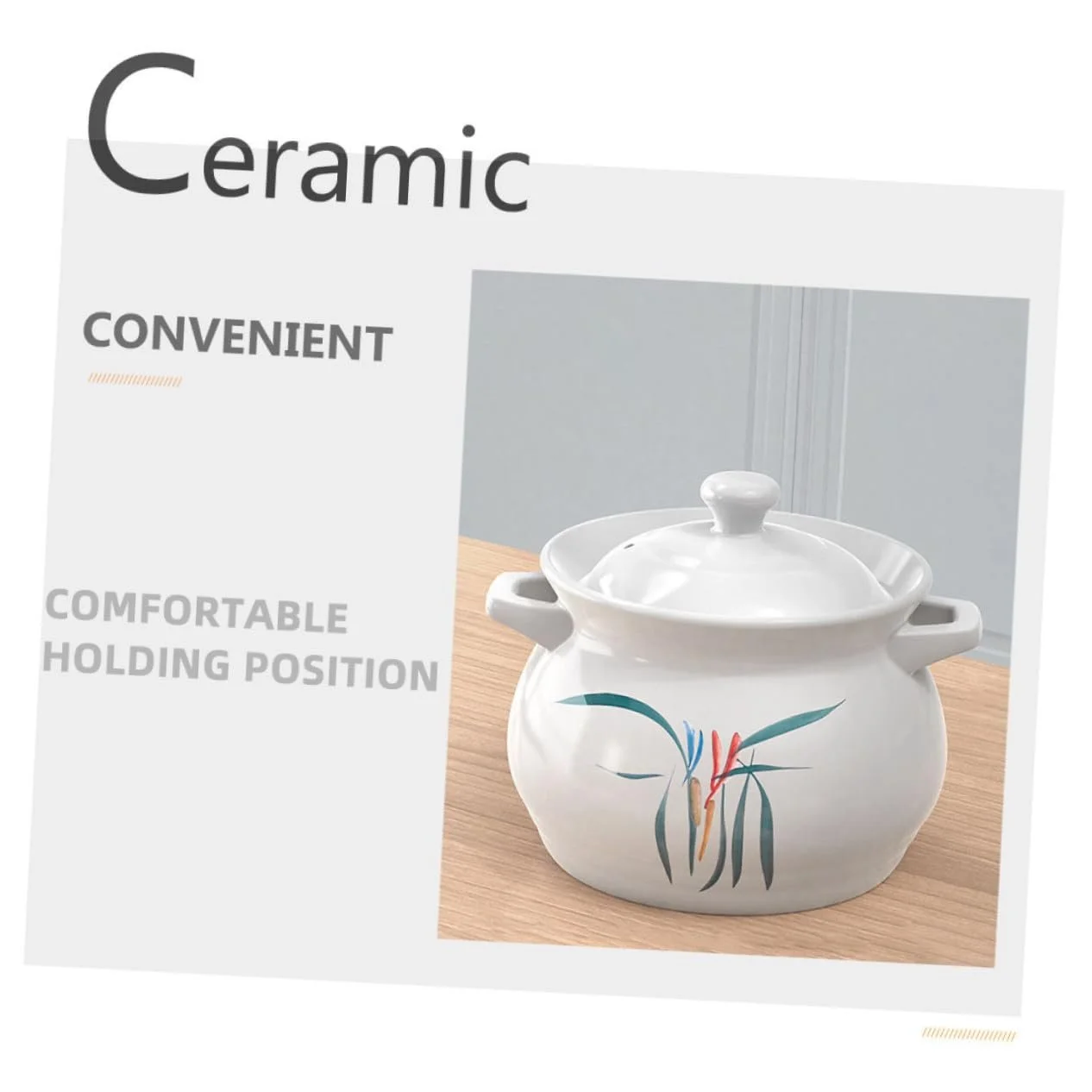 Кастрюля для супа Керамическая 2 л Термостойкая с нескользящей ручкой, фото №7