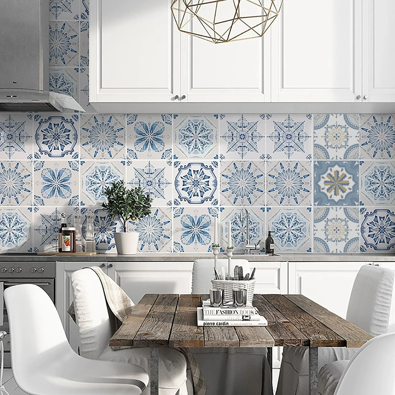 Наклейки на плитку Blue Victorian Vintage 24 шт. 10 x 10 см Самоклеючі Водонепроникні, фото №7 Наклейки на плитку Blue Victorian Vintage 24 шт. 10 x 10 см Самоклеючі Водонепроникні, фото №7