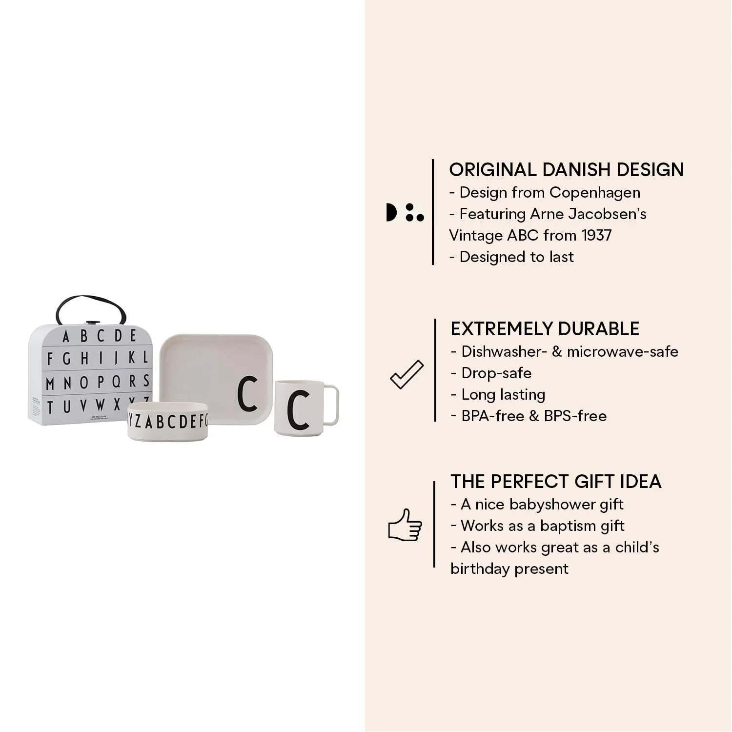 Набір посуду Design Letters Tritan Валіза Чашка Дитяча тарілка Миска, фото №3