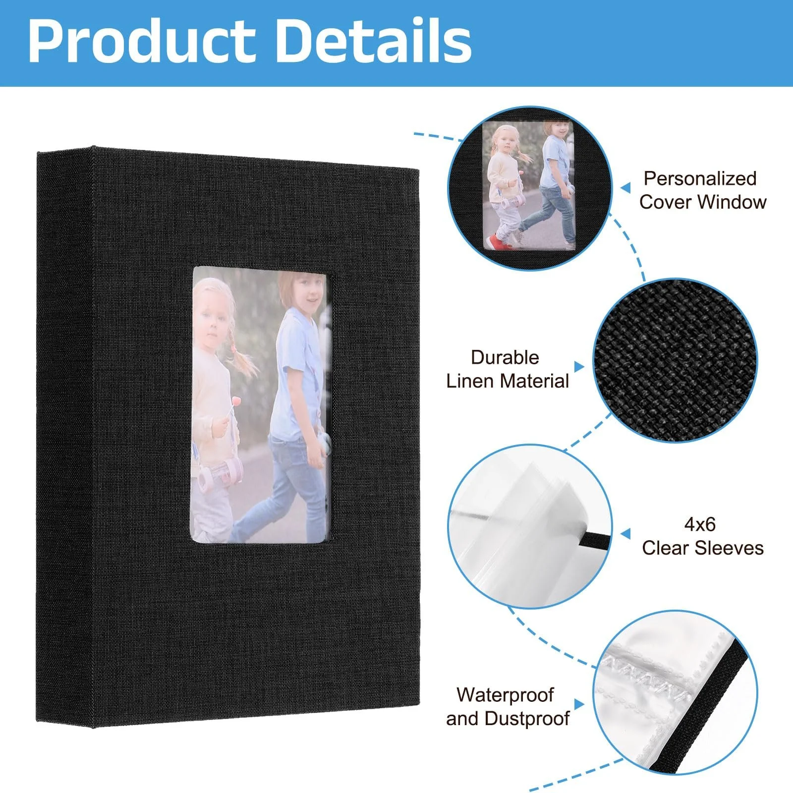Фотоальбом sourcing map 5x7 Маленький Тканевая обложка Вставные карманы Окно 26 страниц 52 фотографии Семейное свадебное юбилей Черный, 2 шт, фото №3 Фотоальбом sourcing map 5x7 Маленький Тканевая обложка Вставные карманы Окно 26 страниц 52 фотографии Семейное свадебное юбилей Черный, 2 шт, фото №3
