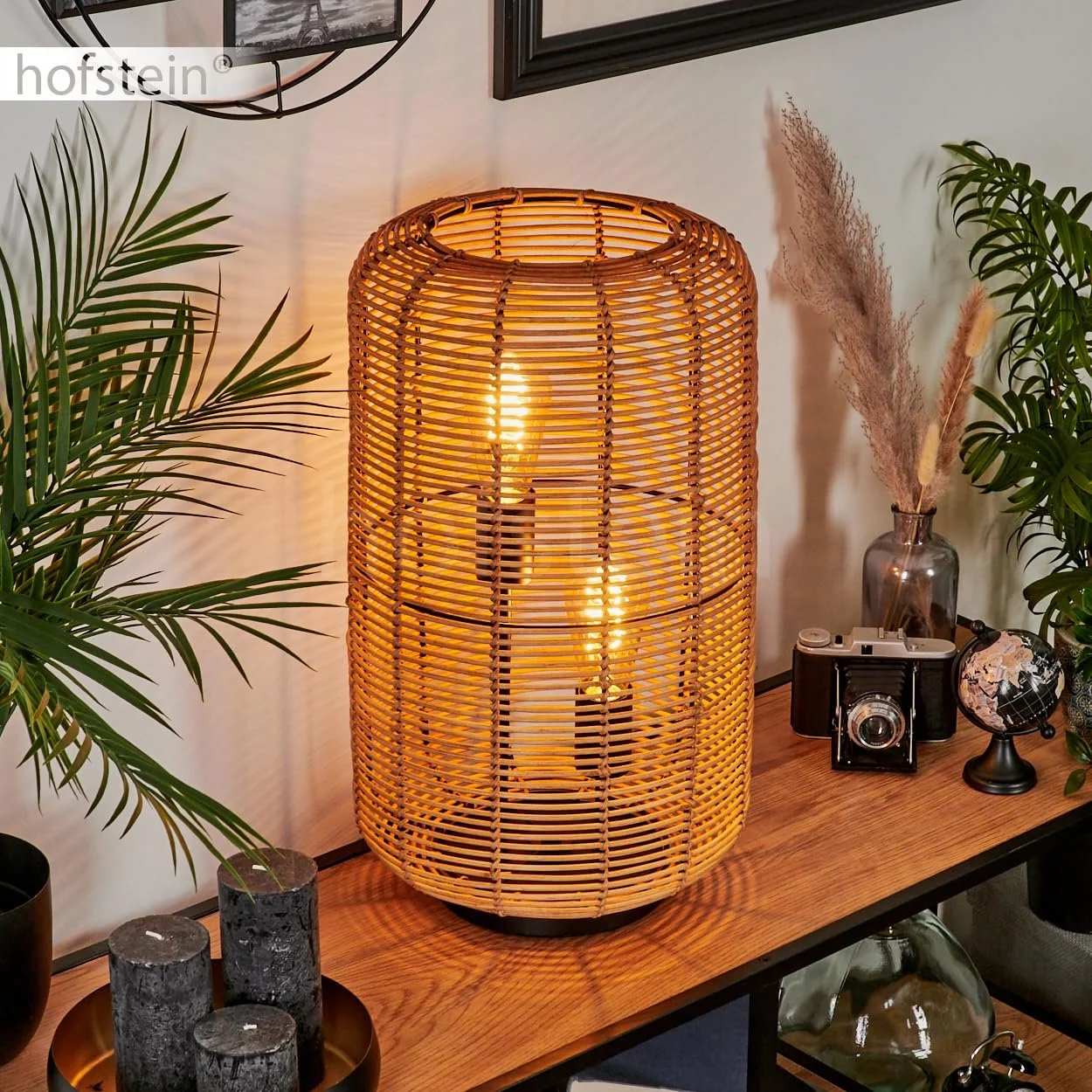 Настільна лампа Mulstrand Metal/Rattan Boho 2 x E27 Black/Natural, фото №8