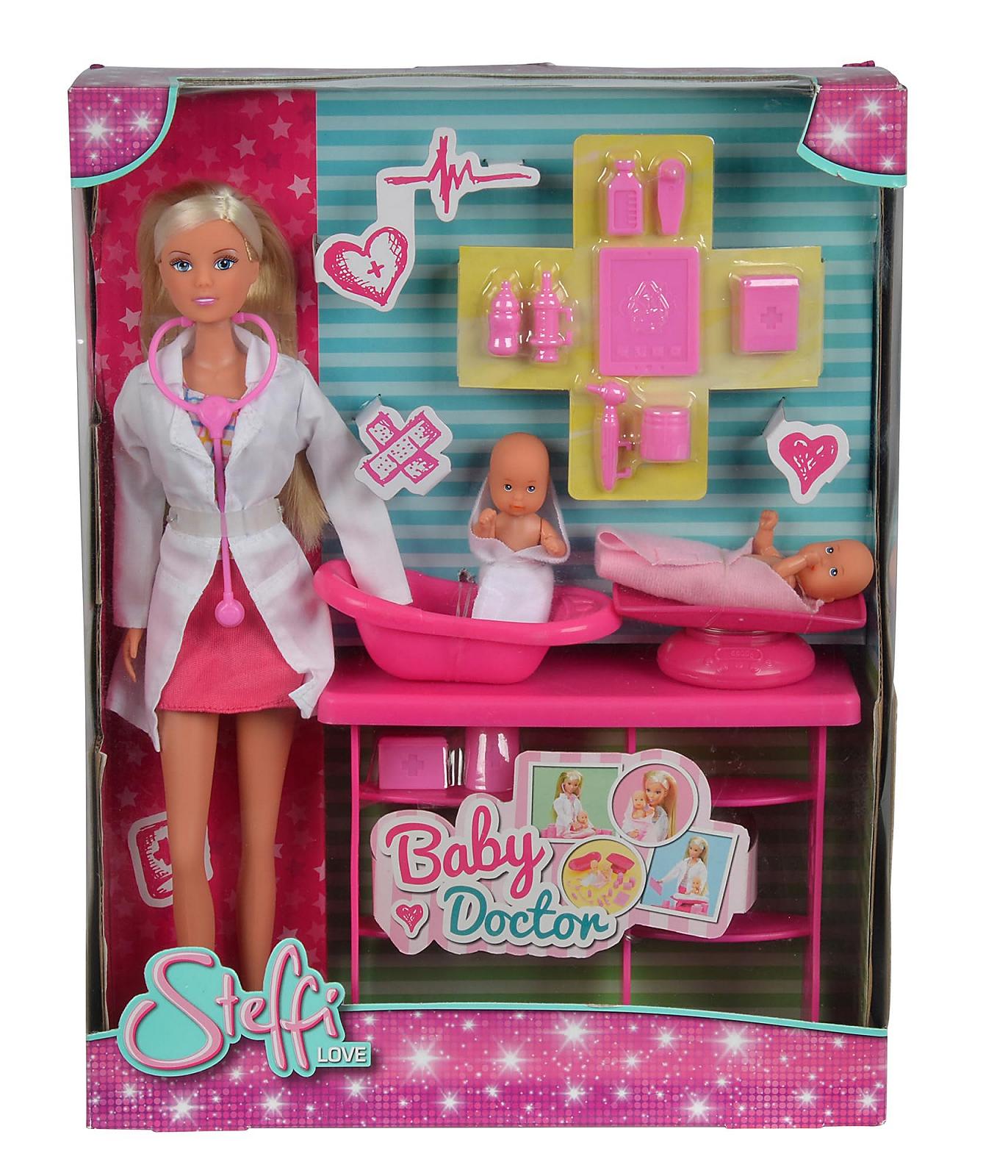 Кукла Simba Steffi Love Baby Doctor Педиатр с 2 куклами, столик для лечения, аксессуары, одетая кукла, 29 см, фото №2 Кукла Simba Steffi Love Baby Doctor Педиатр с 2 куклами, столик для лечения, аксессуары, одетая кукла, 29 см, фото №2
