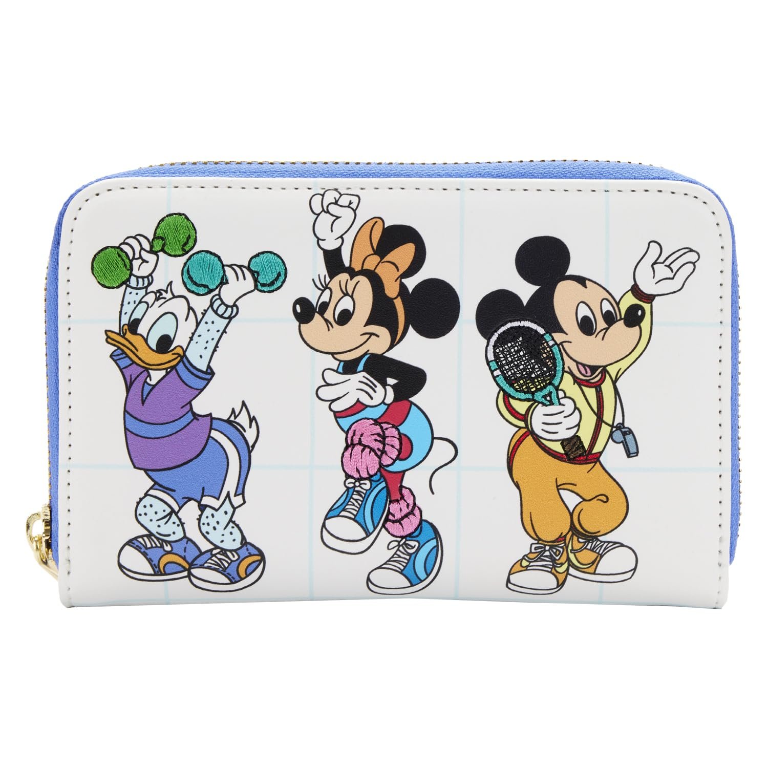 Кошелек на молнии Loungefly Disney Mousercise, белый, стандартный размер, ретро, фото №1