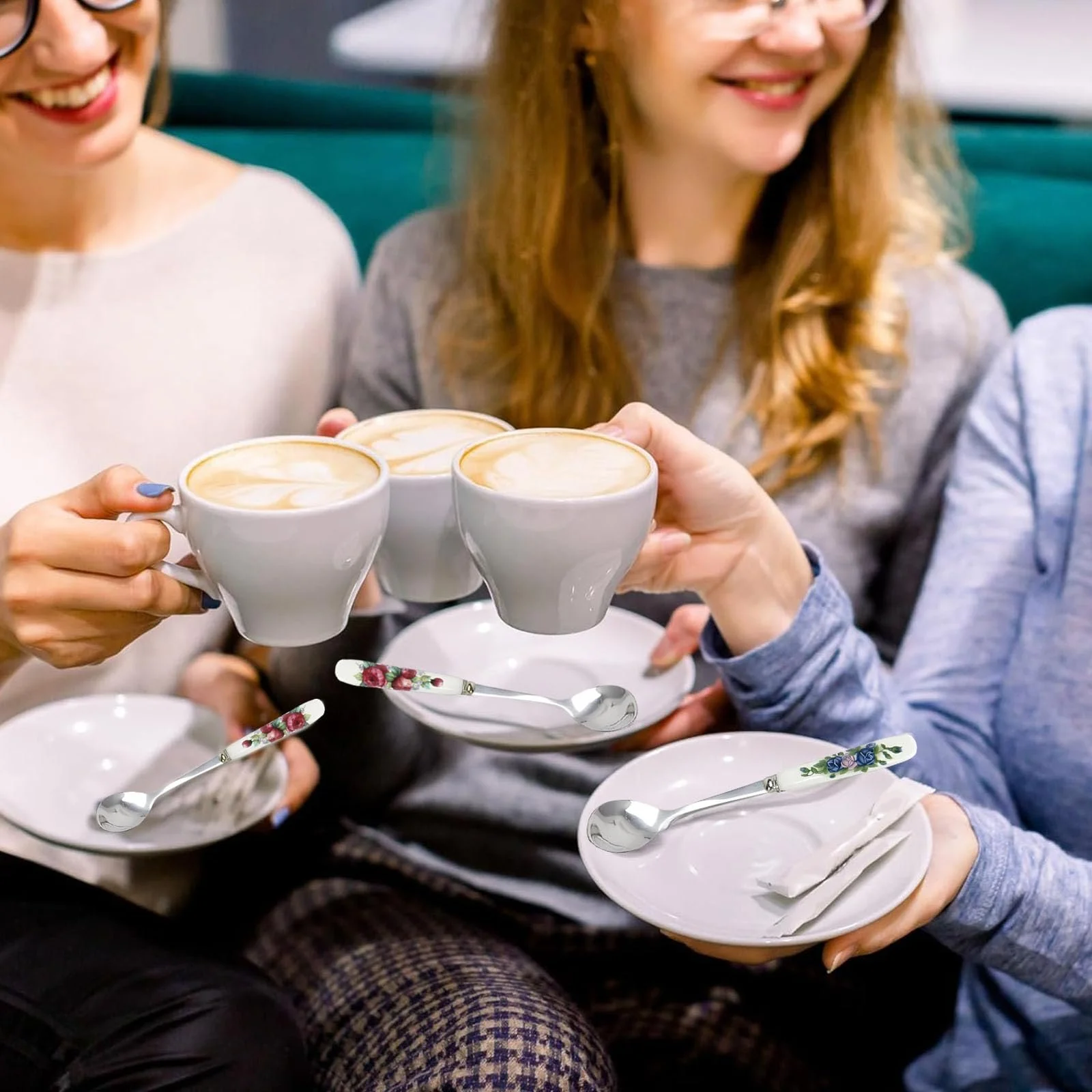 Ложки кавові з нержавіючої сталі, набір 8 штук, керамічна ручка, фото №2