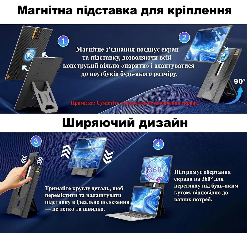 Монітор портативний 16.1" Teamgee N2 Full HD IPS 60 Гц, фото №5