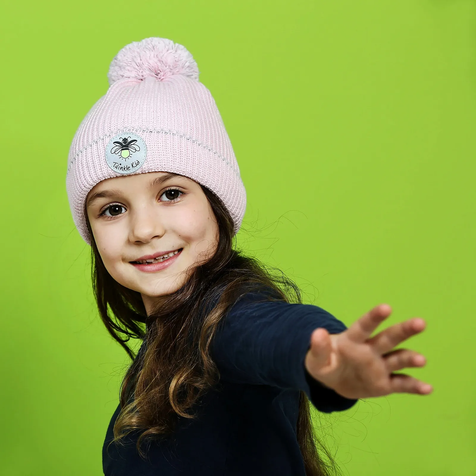 Шапка с помпоном Twinkle Kid Светоотражатель Розовый туман, фото №2 Шапка с помпоном Twinkle Kid Светоотражатель Розовый туман, фото №2