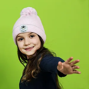 Шапка с помпоном Twinkle Kid Светоотражатель Розовый туман synthetic.ua - Фото 1