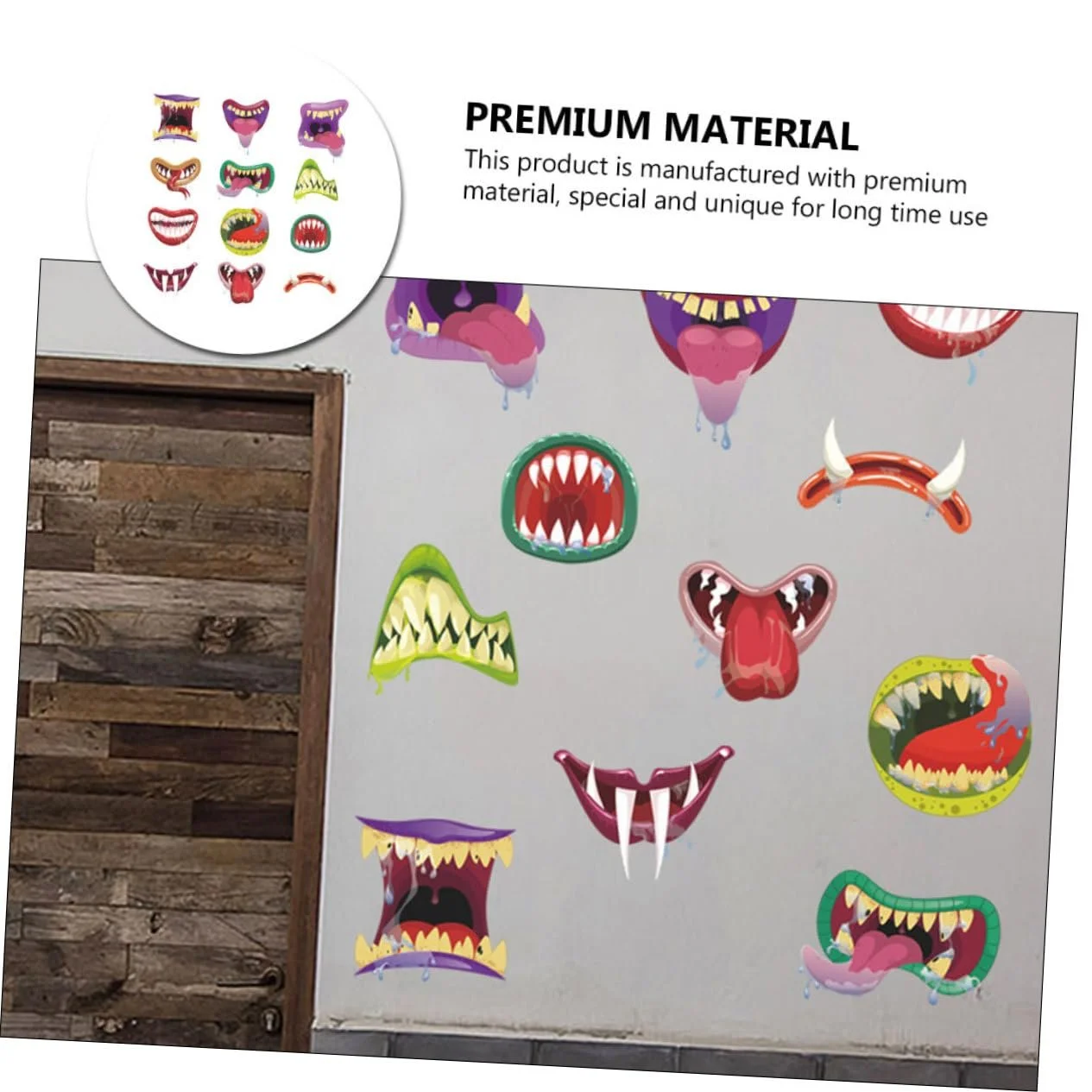 Наклейки на стіну UKCOCO Хелловін Рот монстра Мультяшні Світяться в темряві 2 шт., фото №8