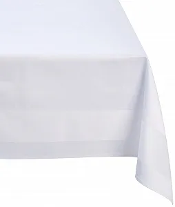 Скатертина дамастова Fleuresse 9820 Fb. 1000 Satin Band Design 130 х 250 см Білий - Фото 1