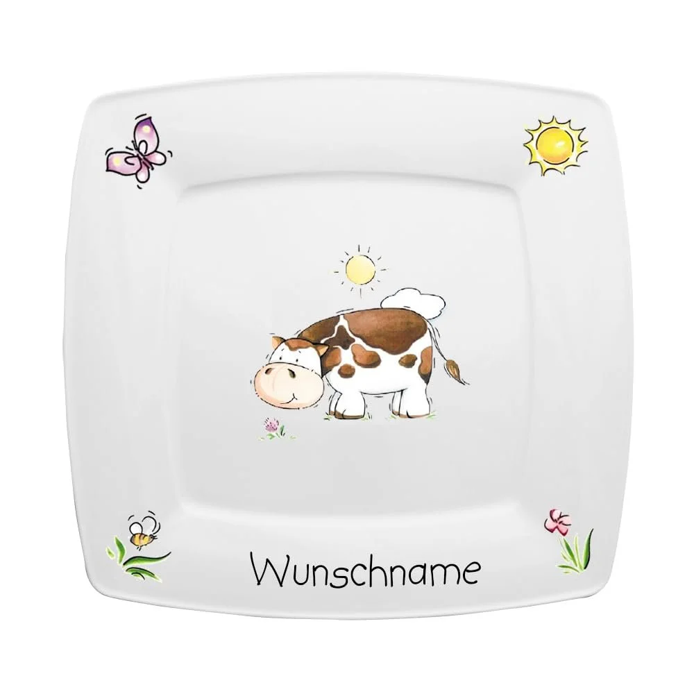 Детская Тарелка Doriantrade Квадратная для завтрака, Фарфоровая Коровка, фото №1 Детская Тарелка Doriantrade Квадратная для завтрака, Фарфоровая Коровка, фото №1