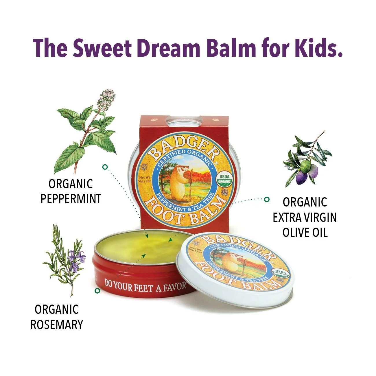 Бальзам для ніг Badger Foot Balm Peppermint & Tea Tree 21 г, фото №4