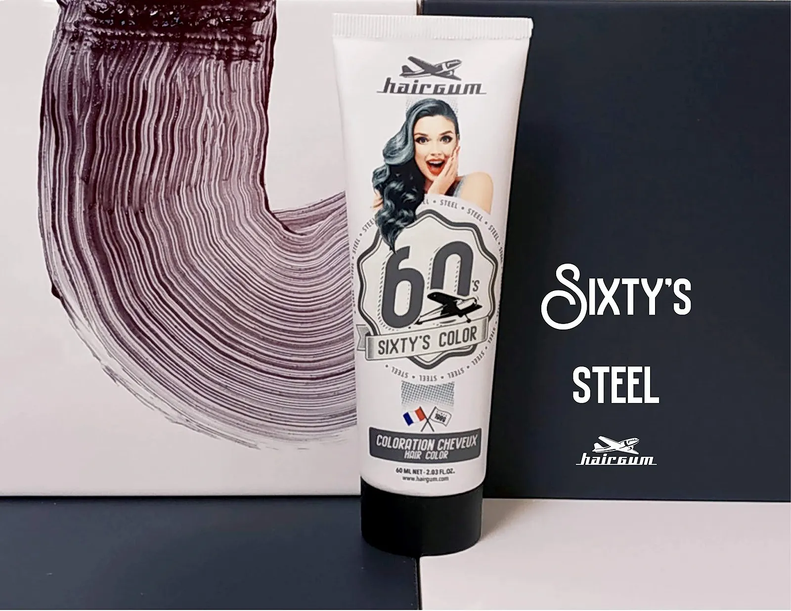 Напівперманентна фарба для волосся Sixty's Color Hairgum Steel, 60 мл, фото №3 Напівперманентна фарба для волосся Sixty's Color Hairgum Steel, 60 мл, фото №3