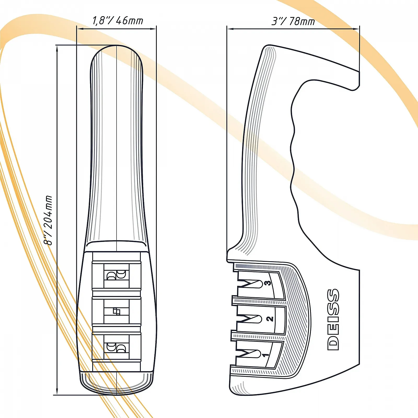 Точило для кухонних та кишенькових ножів Deiss PRO 3-ступінчаста Помаранчева, фото №9