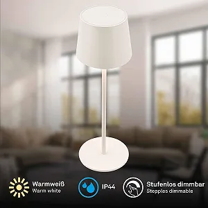 Настольная лампа BRILONER беспроводная LED IP44 с сенсорной регулировкой яркости 11 x 33 см античный белый synthetic.ua - Фото 1