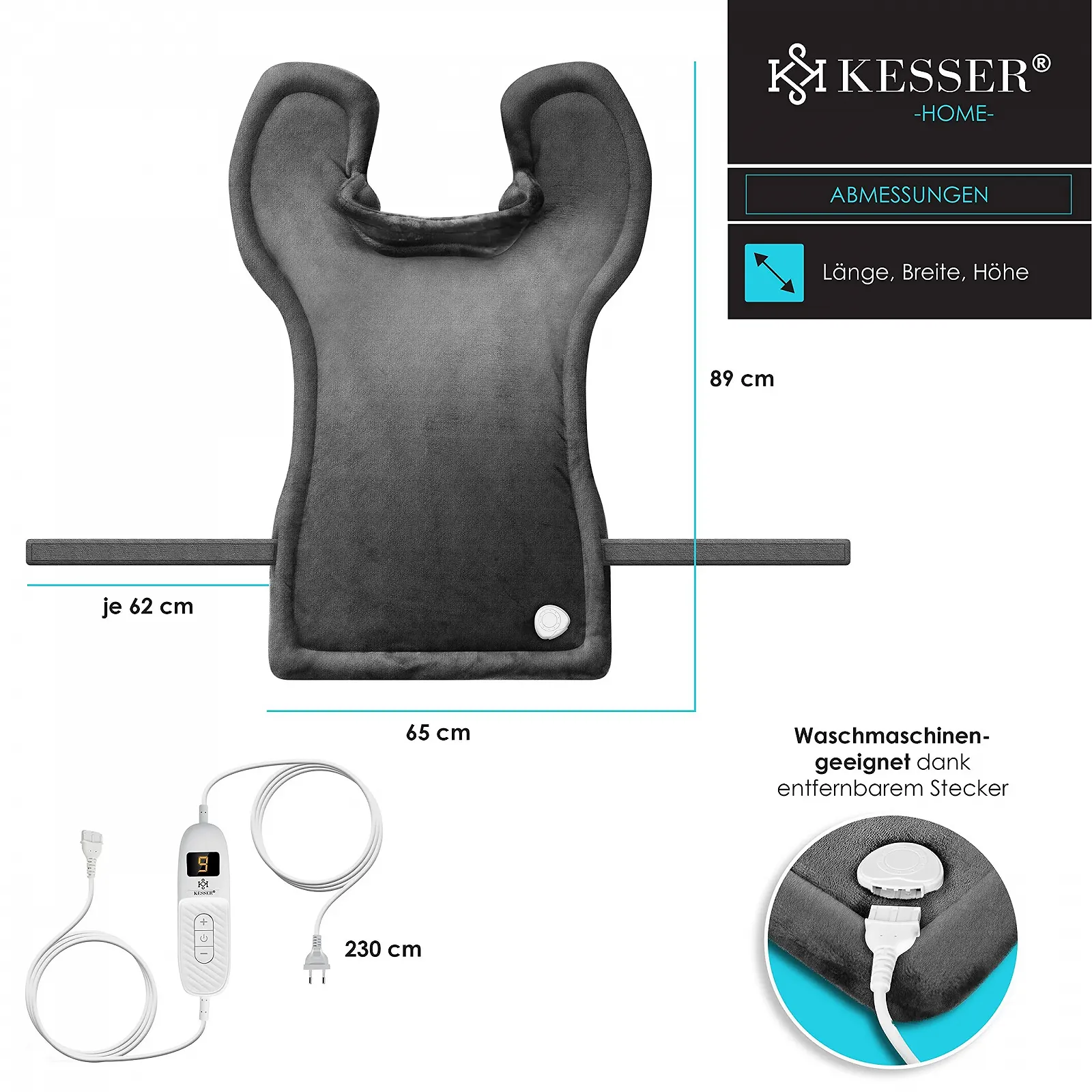 Електрична ковдра грілка KESSER 9 налаштувань тепла 60 x 85 см, фото №6 Електрична ковдра грілка KESSER 9 налаштувань тепла 60 x 85 см, фото №6