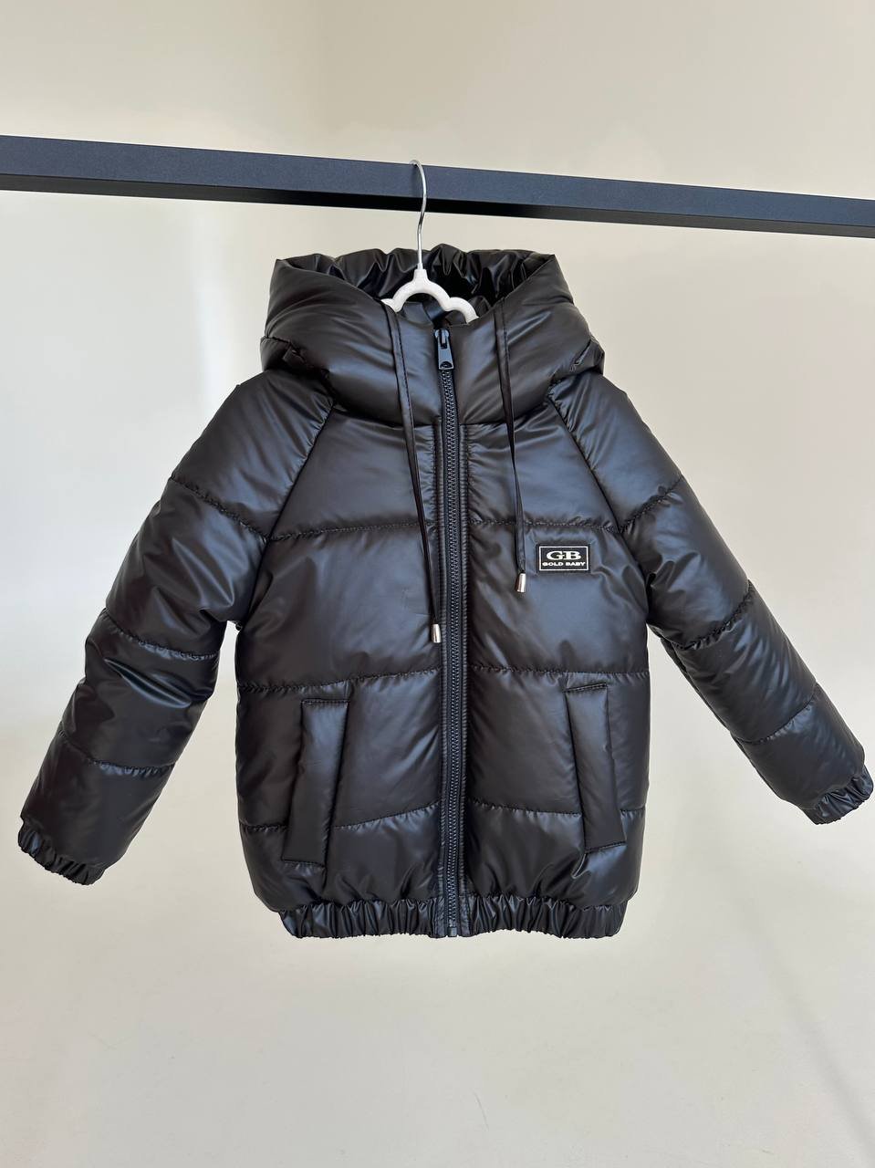 Детская демисезонная куртка с капюшоном, размер от 74 до 158, весна/осень, чёрная, фото №2