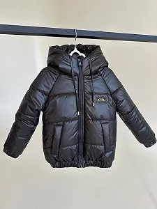 Детская демисезонная куртка с капюшоном, размер от 74 до 158, весна/осень, чёрная synthetic.ua - Фото 1