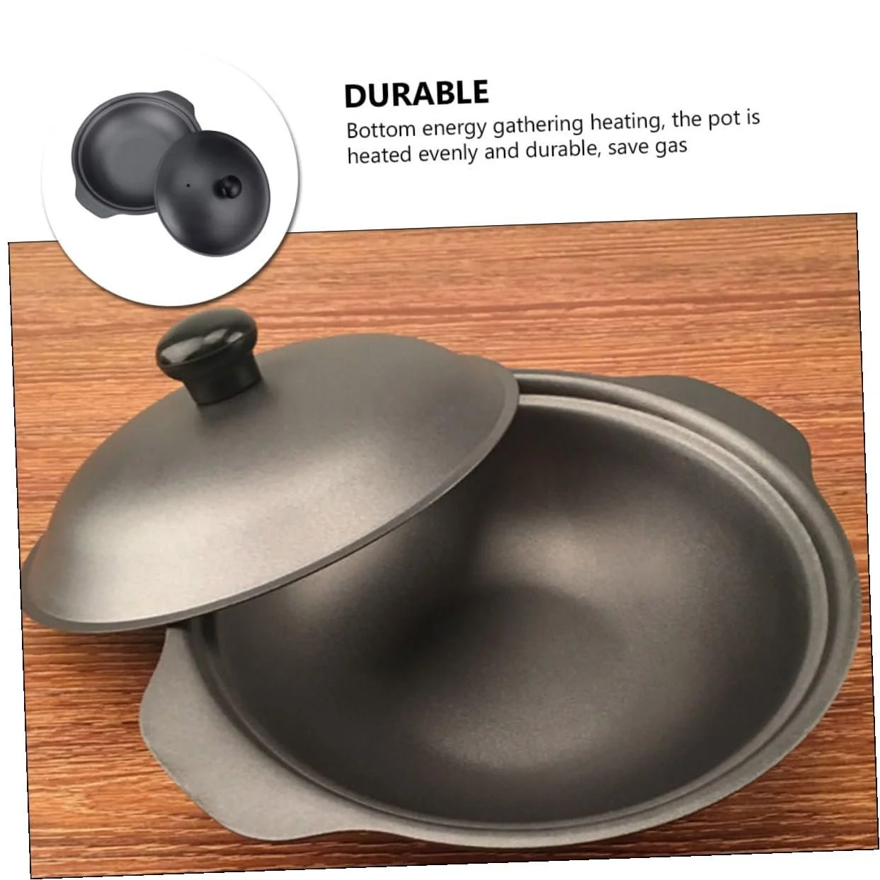 Каструля чавунна Veemoon Dutch Oven мультифункціональна, з кришкою, антипригарна, фото №4