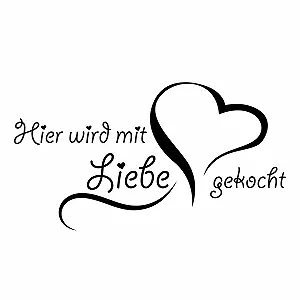 Наклейка для кухні GRAZDesign 070 Hier wird mit Liebe gekocht 55 x 30 см Чорна synthetic.ua - Фото 1