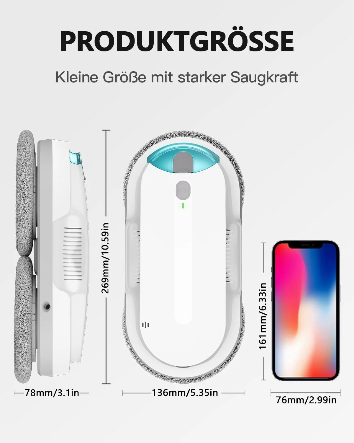 Робот для миття вікон HIXZAP з двонаправленим ультразвуковим розпиленням води, резервуаром для води 85 мл, потужним всмоктуванням та датчиком тиску повітря для ретельного очищення, фото №6 Робот для миття вікон HIXZAP з двонаправленим ультразвуковим розпиленням води, резервуаром для води 85 мл, потужним всмоктуванням та датчиком тиску повітря для ретельного очищення, фото №6