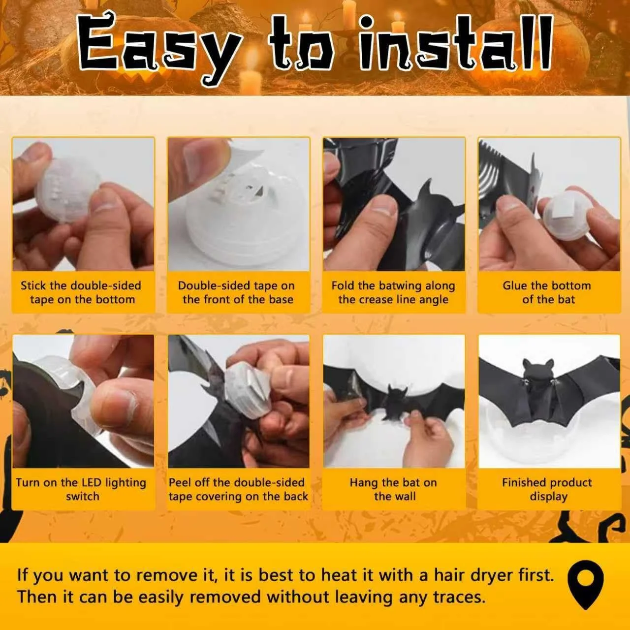 Набір LED наклейок Bat 24 шт. Purple, фото №4