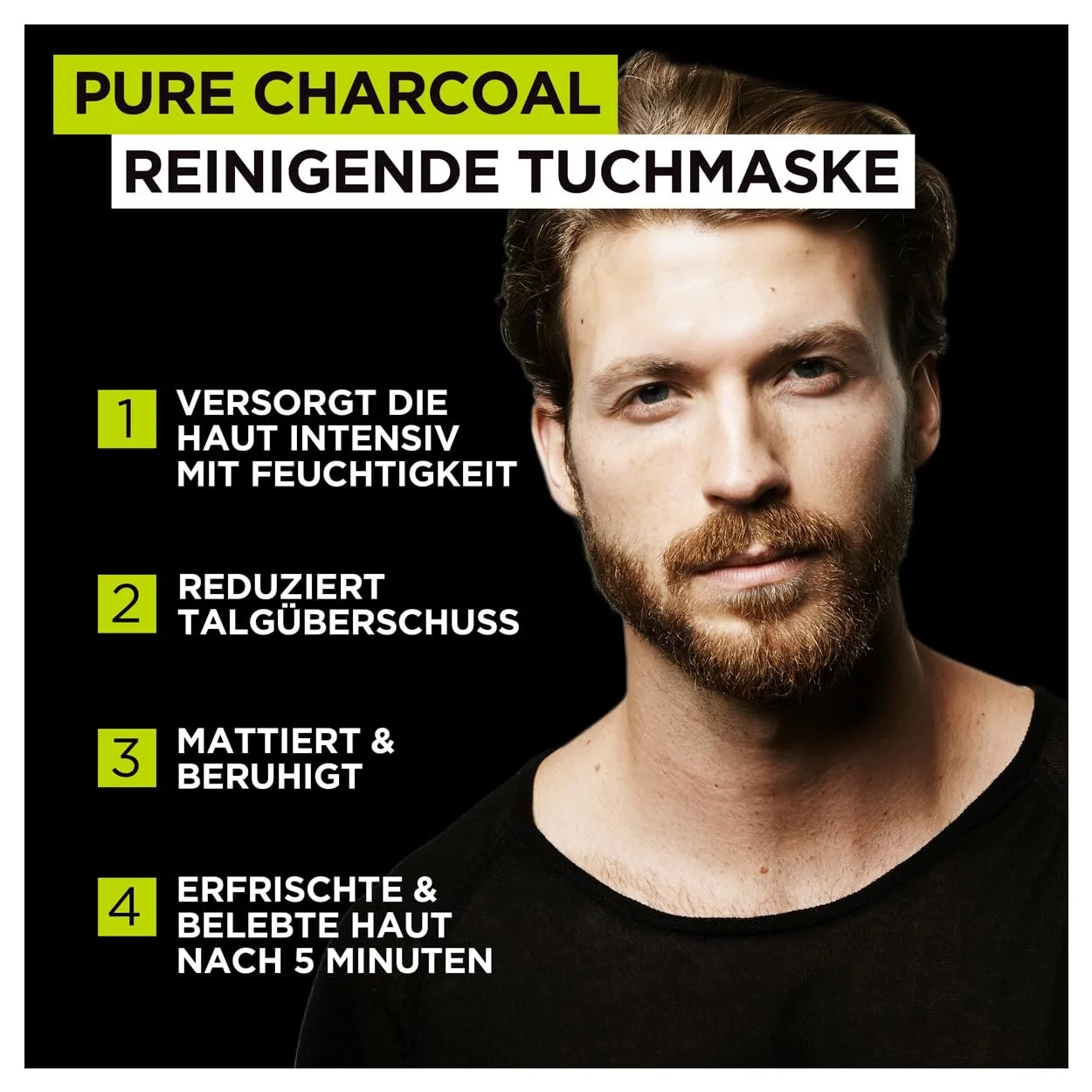 Тканинна маска L'Oréal Men Expert Hydra Energy Pure Carbon, набір 4 x 30 г, фото №2