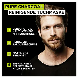 Тканинна маска L'Oréal Men Expert Hydra Energy Pure Carbon, набір 4 x 30 г synthetic.ua - Фото 1