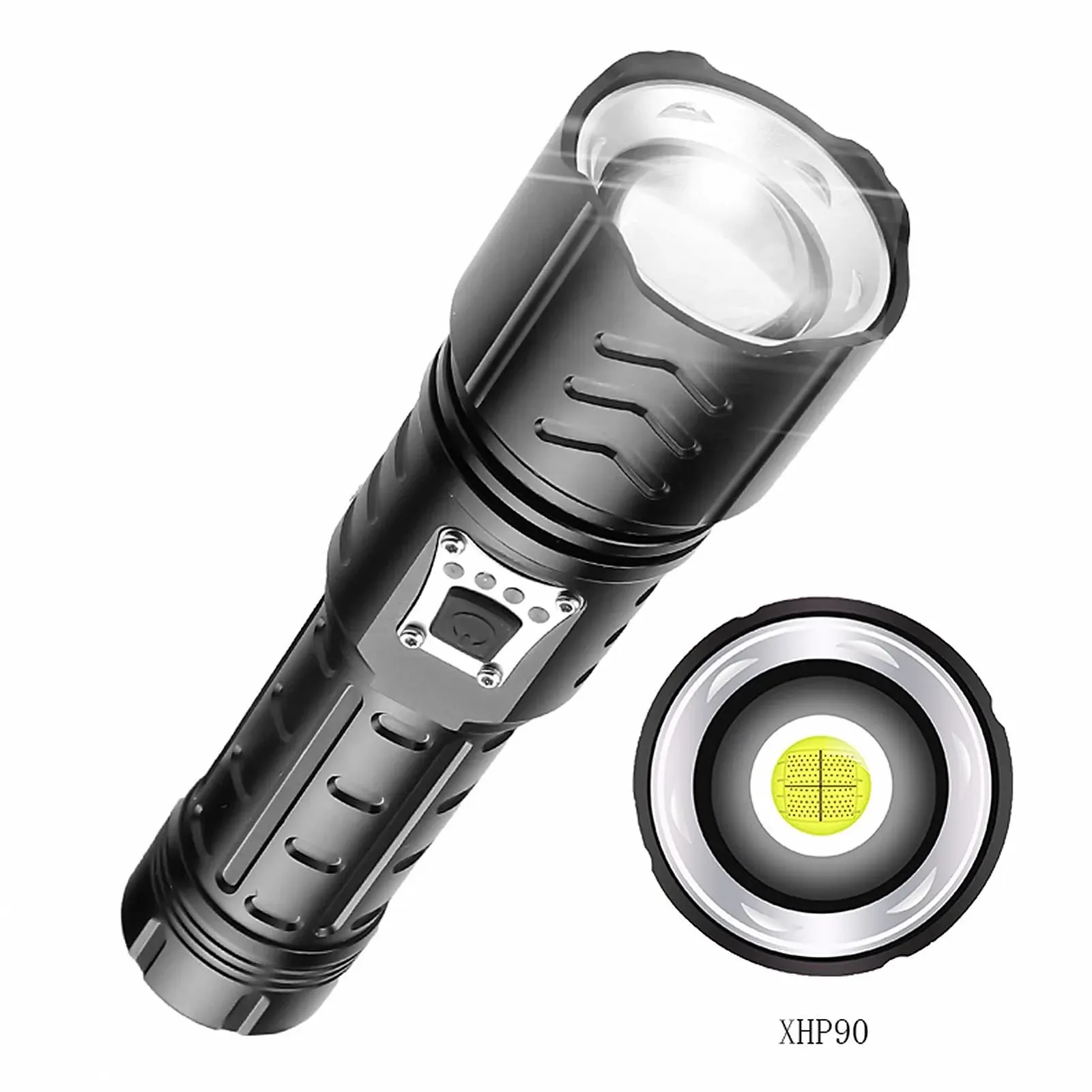 Фонарь Pilipane XHP90 Zoomable Focusing USB Rechargeable Type C Rechargeable Outdoor Professional Lighting для кемпинга, походов, патрулирования, фото №3