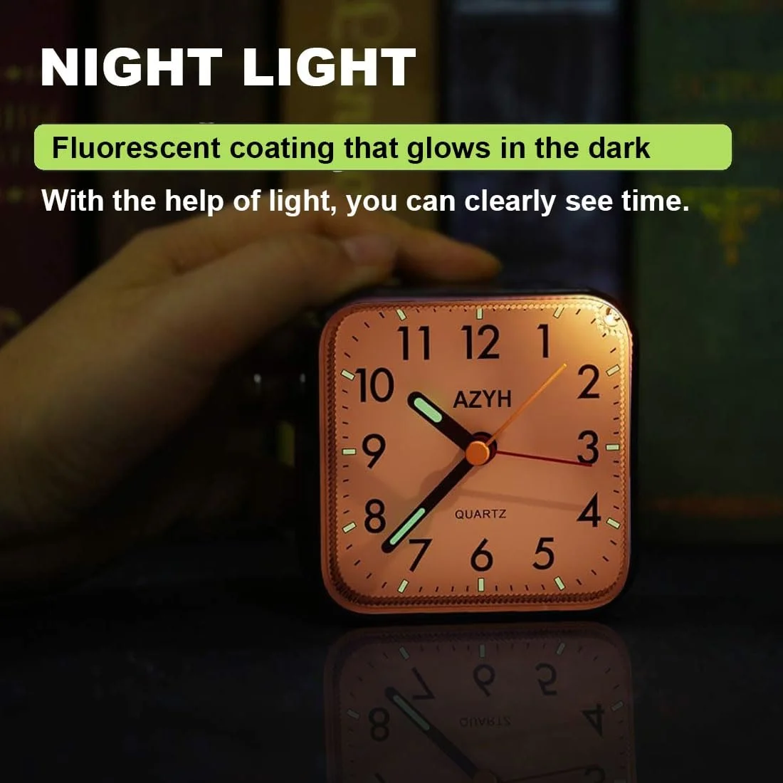 Аналоговий будильник Azyh Безшумний з підсвіткою, функція повтору, фото №4