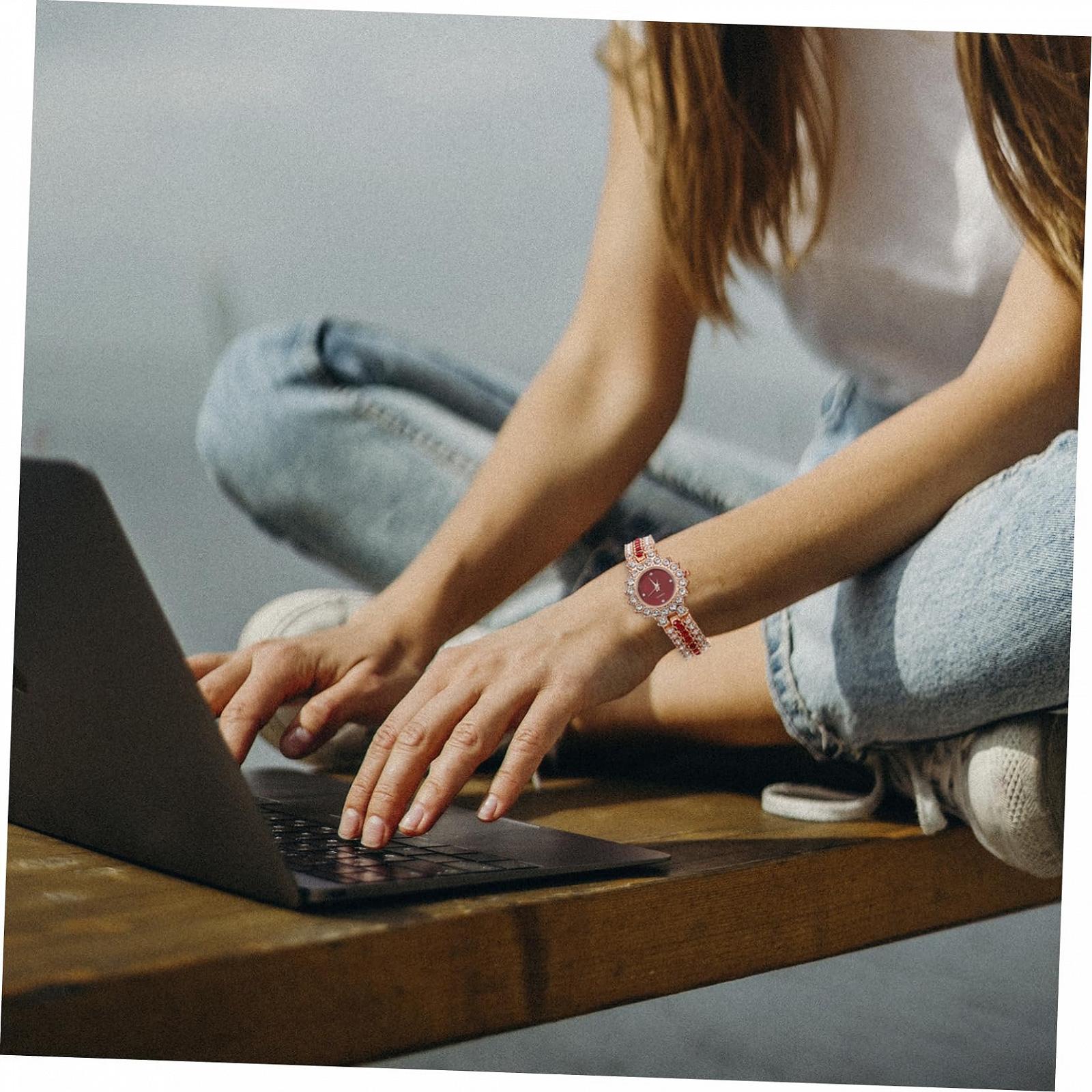 Женские часы WRITWAA Кварцевые часы Золотистый из нержавеющей стали, золотистый, фото №9