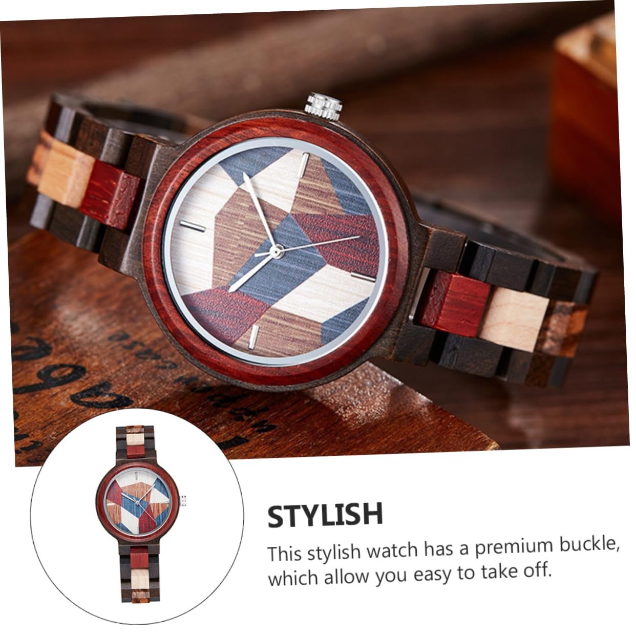 Кварцевые часы деревянные LIFKOME Стильный деревянный браслет, фото №5