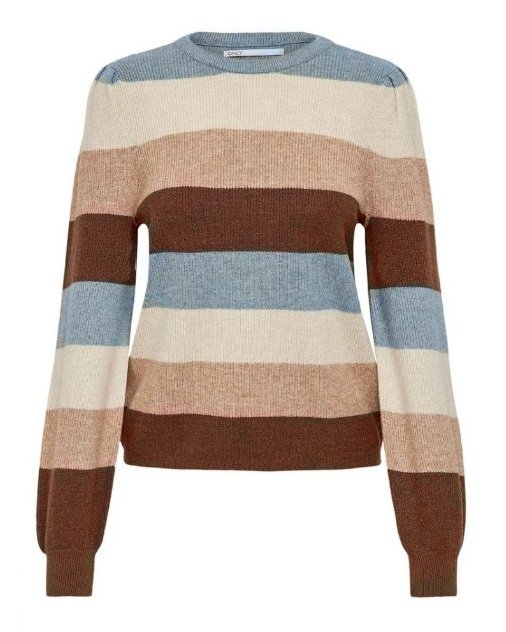 Пуловер ONLKATIA L/S STRIPE PULLOVER CC KNT 15231260-Pearl Blue-Stripes:W. MEL. W. PUMICE STON ONLY S, фото №1