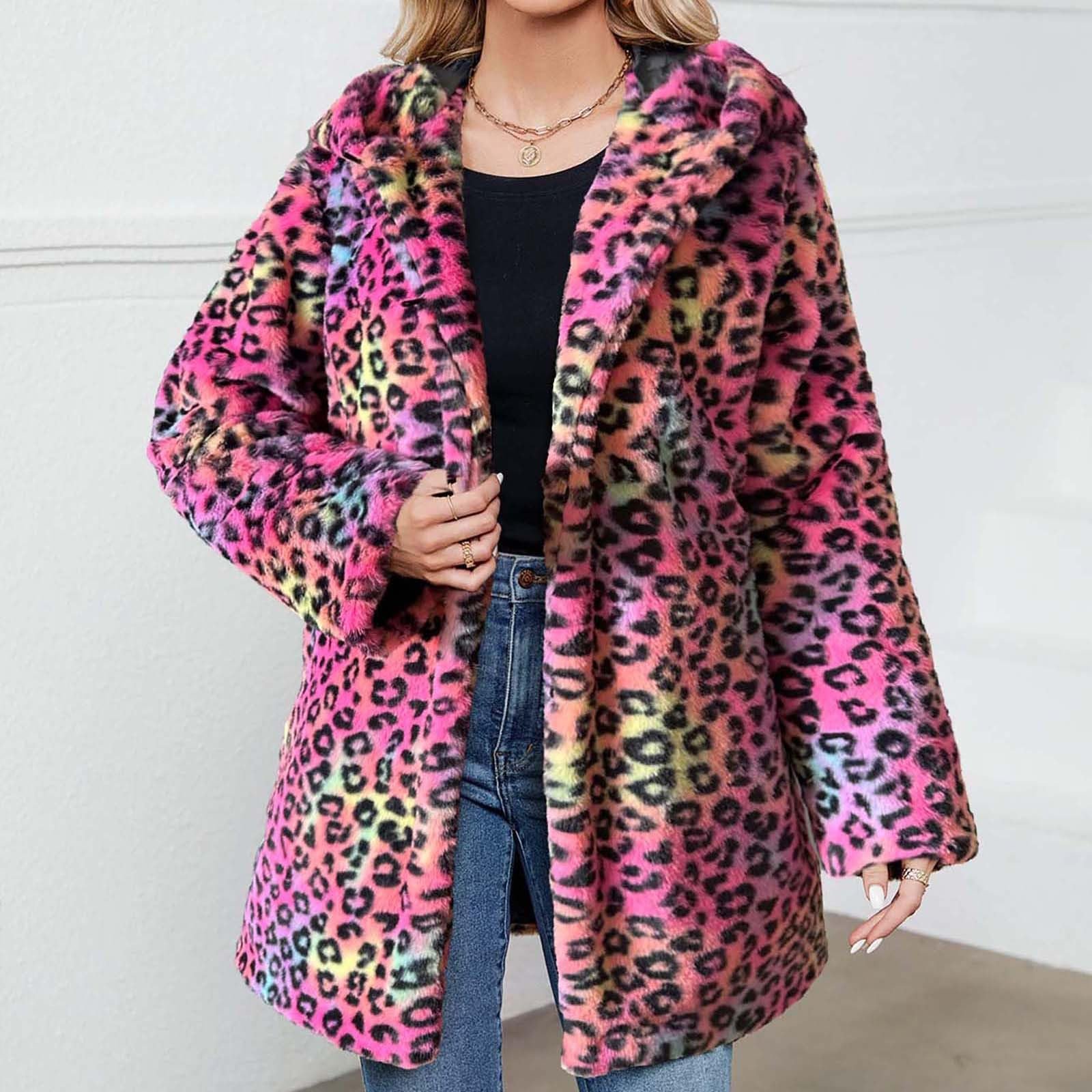 Жіноче модне леопардове хутряне пальто, фото №3