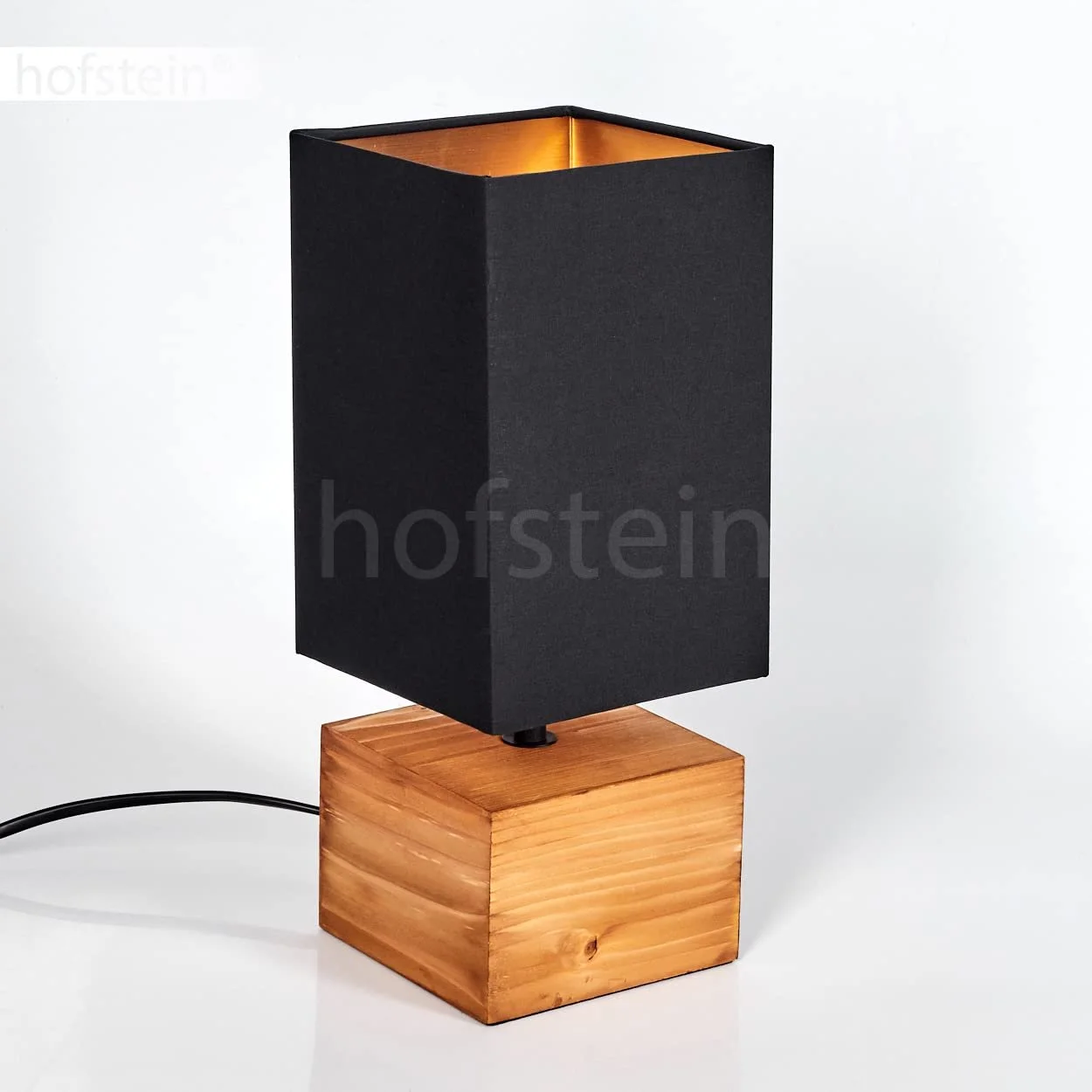 Настільна лампа Geneva приліжкова дерево/тканина скандинавський дизайн E14 довжина 12,5 см з вимикачем на кабелі Натуральне дерево/Чорна/Золота, фото №8