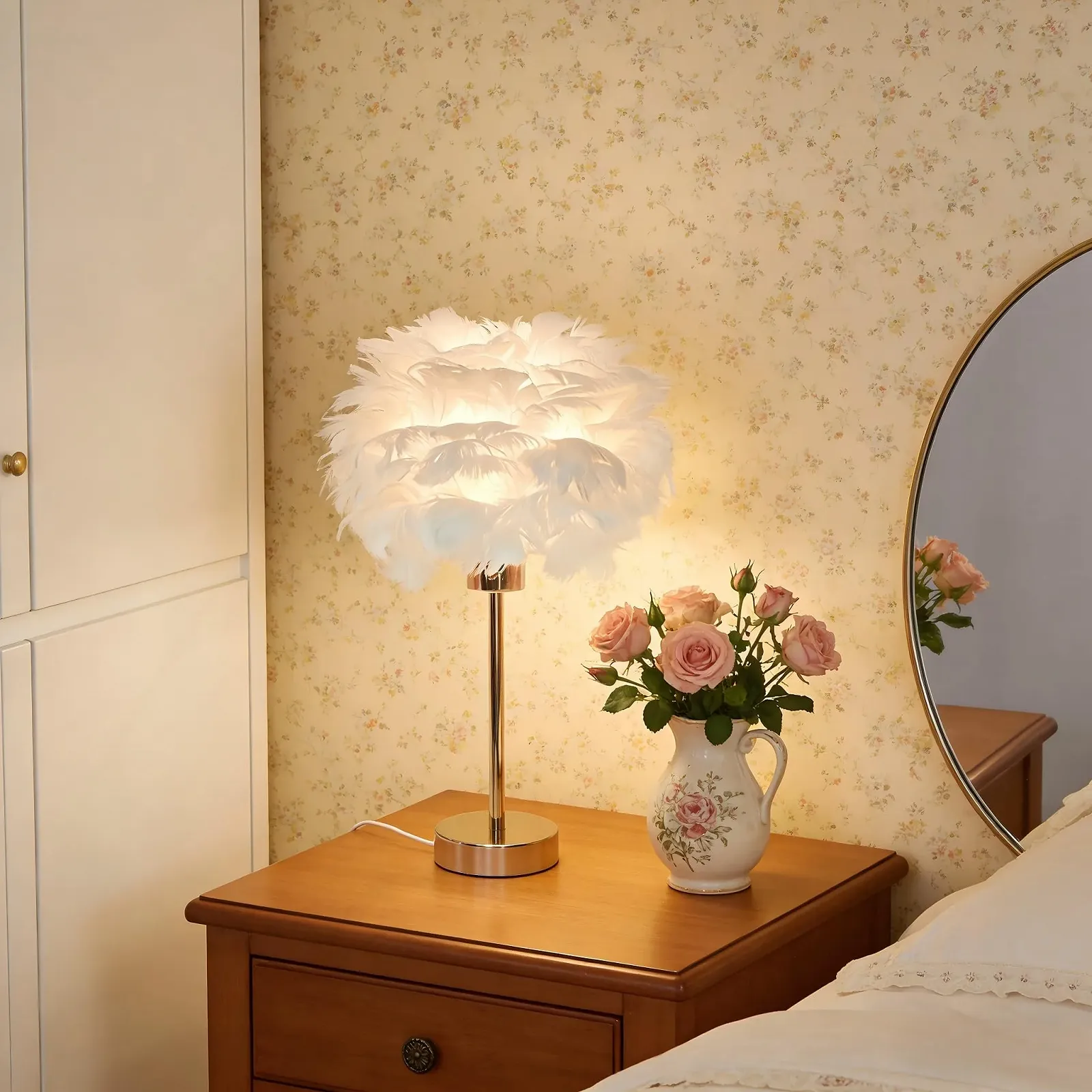 Настольная лампа BTLINK Feather E27 10 Вт 30 см Белая, фото №2