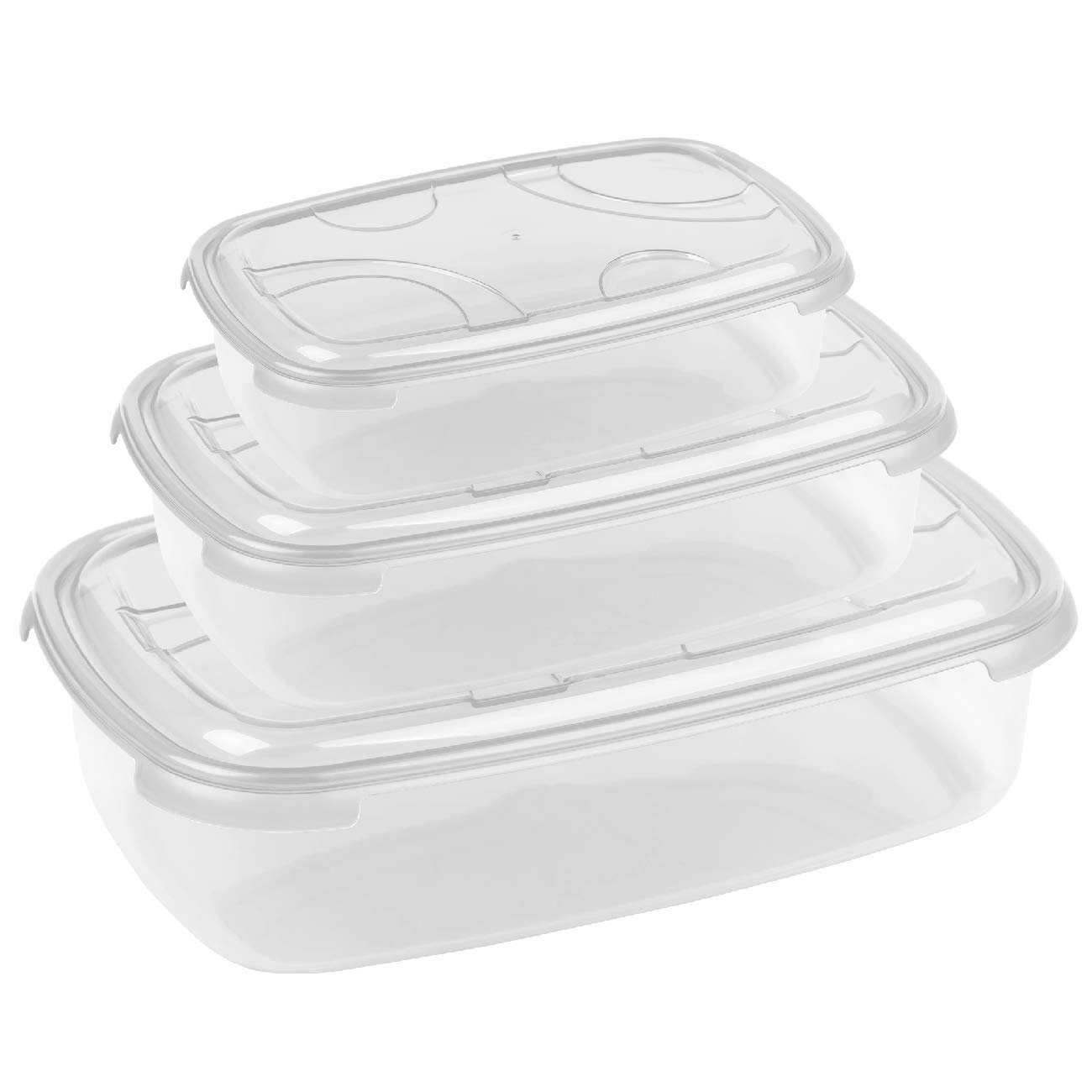 Контейнери для зберігання продуктів набір 3 шт. прямокутні прозорі, фото №1 Контейнери для зберігання продуктів набір 3 шт. прямокутні прозорі, фото №1