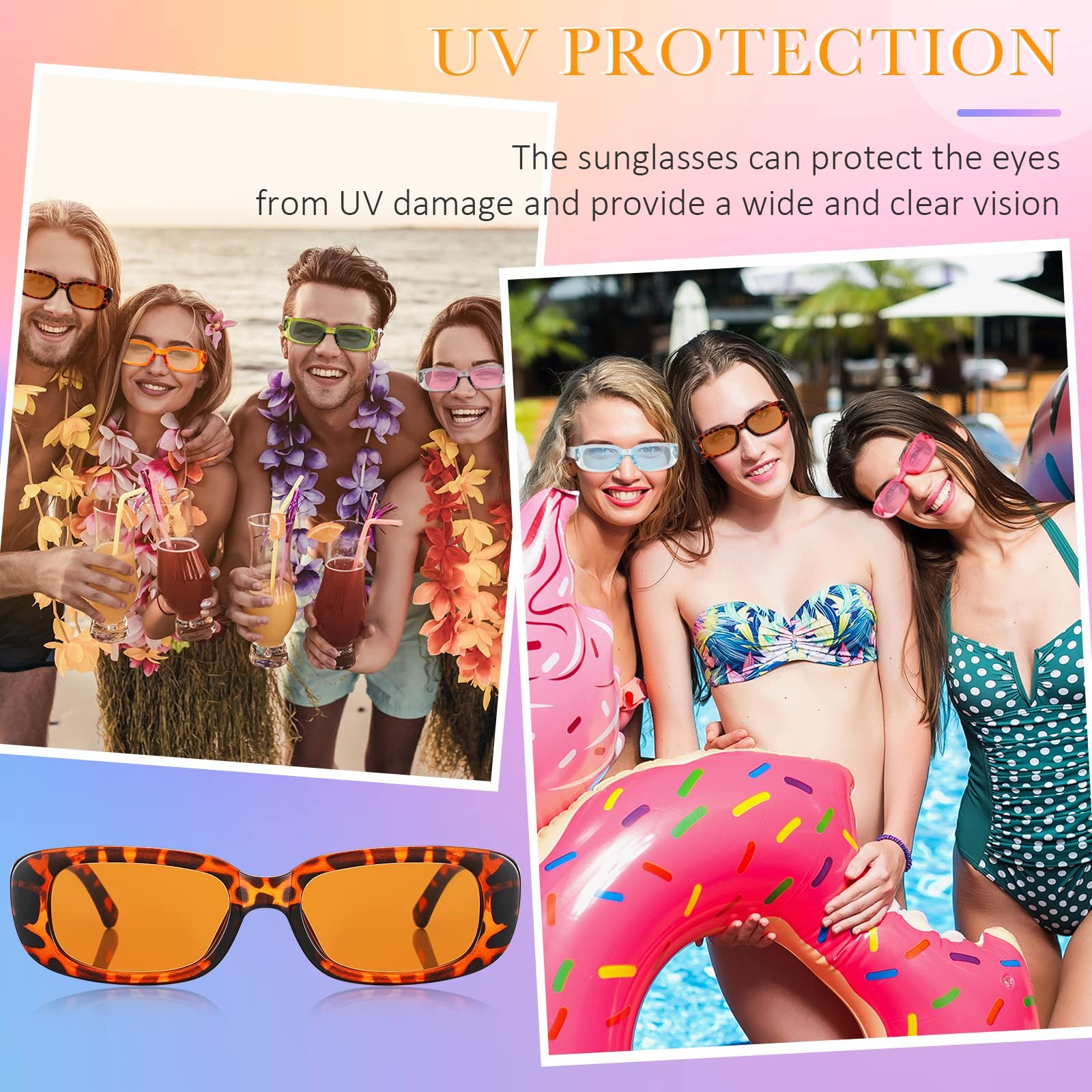 Солнцезащитные очки Fiada прямоугольные, 12 пар, Ретро, квадратные, Стильный цвет, фото №5