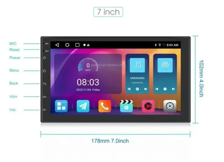 Автомагнітола Rimoody Car Radio / 2 DIN / 10'' / 2/32GB /  USB / WI-FI / GPS / Bluetooth / Android13 / Black, фото №8