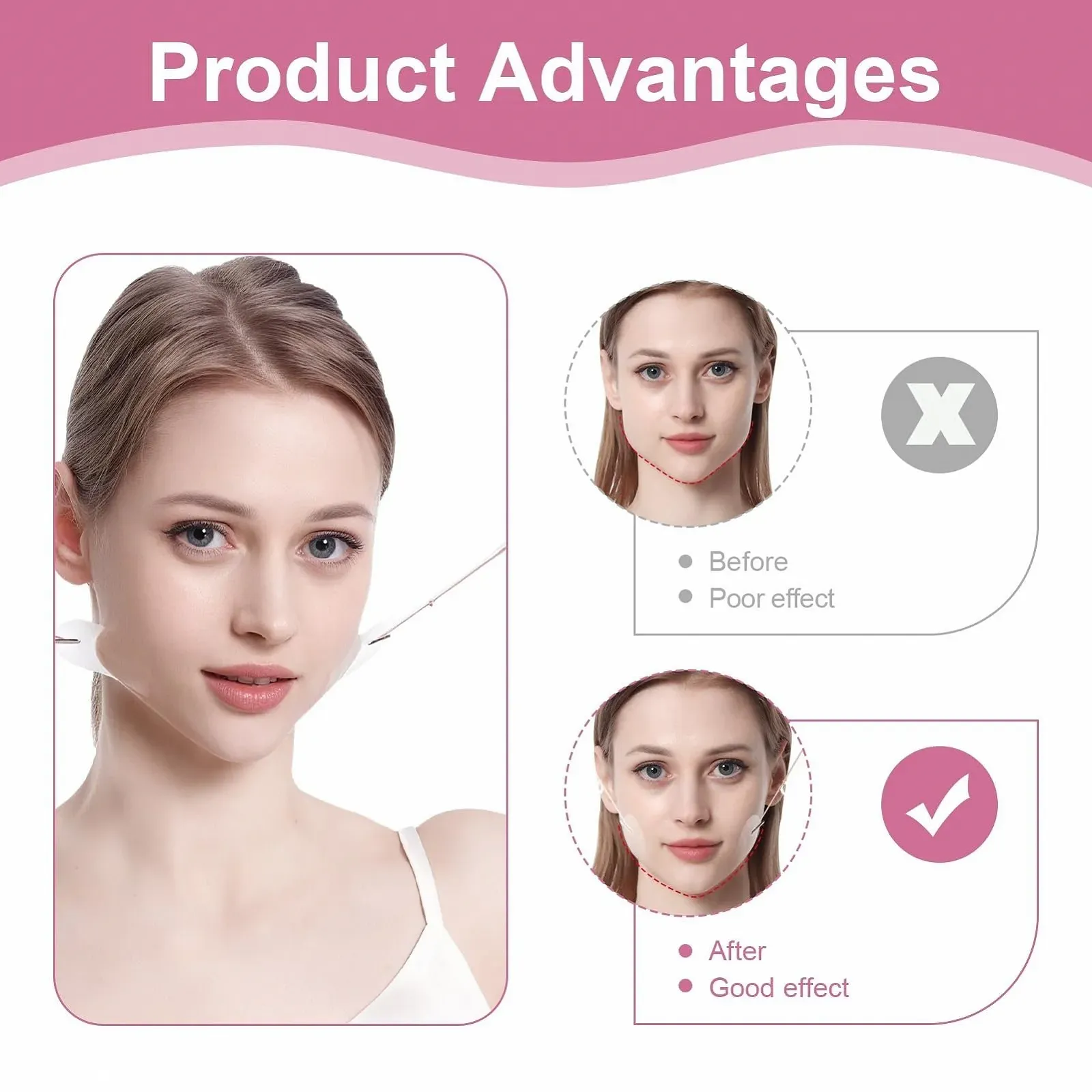 Стрічки для підтяжки обличчя, Миттєвий ефект, 20 штук, фото №4