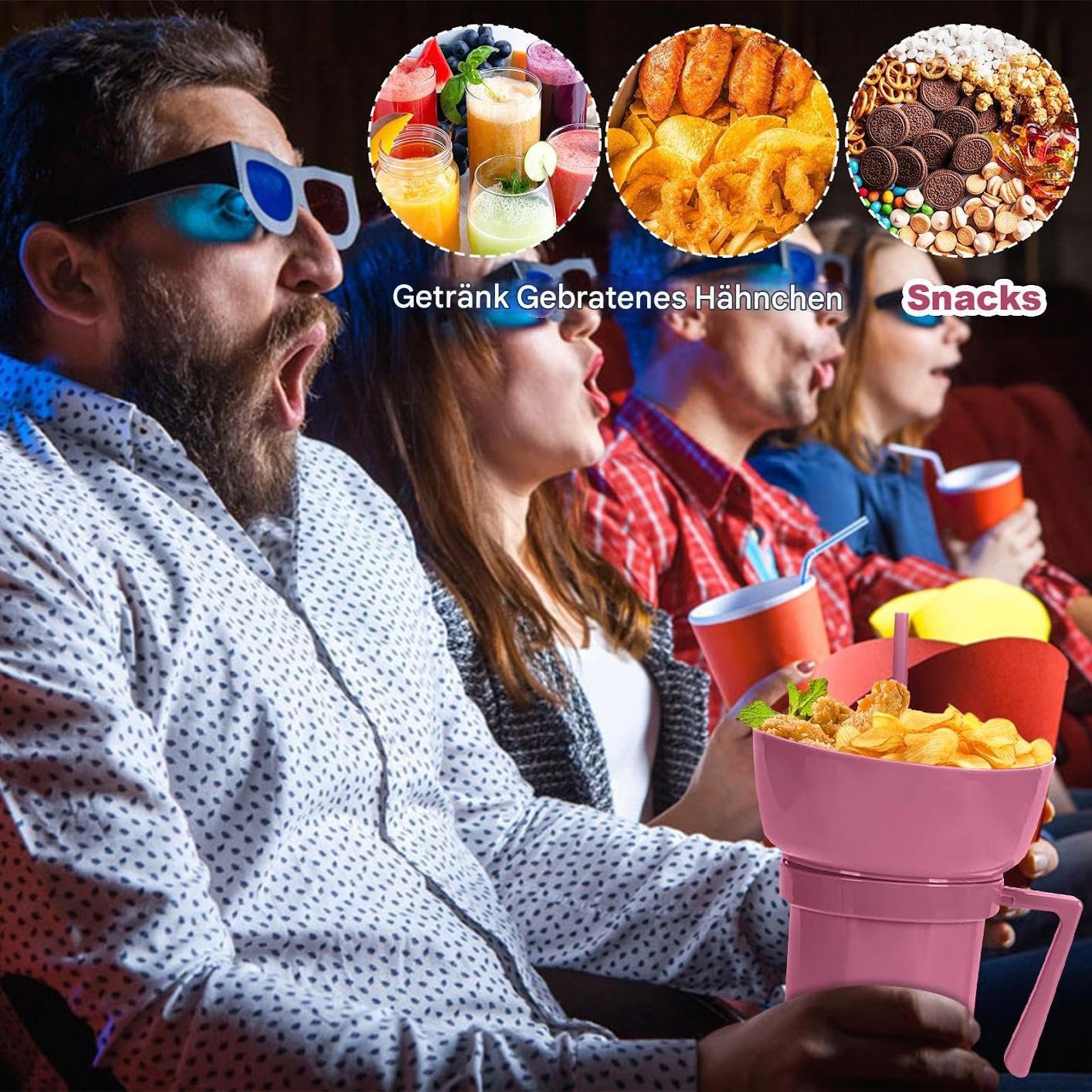 Багаторазовий кухоль для снеків з соломинкою - Герметичний контейнер для харчових продуктів, фото №9