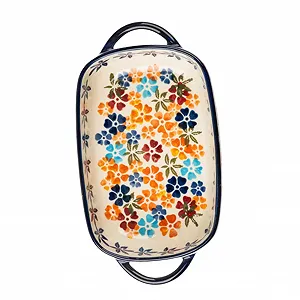 Форма для запікання керамічна прямокутна з двома ручками для духовки та СВЧ-печі Біла - Фото 1