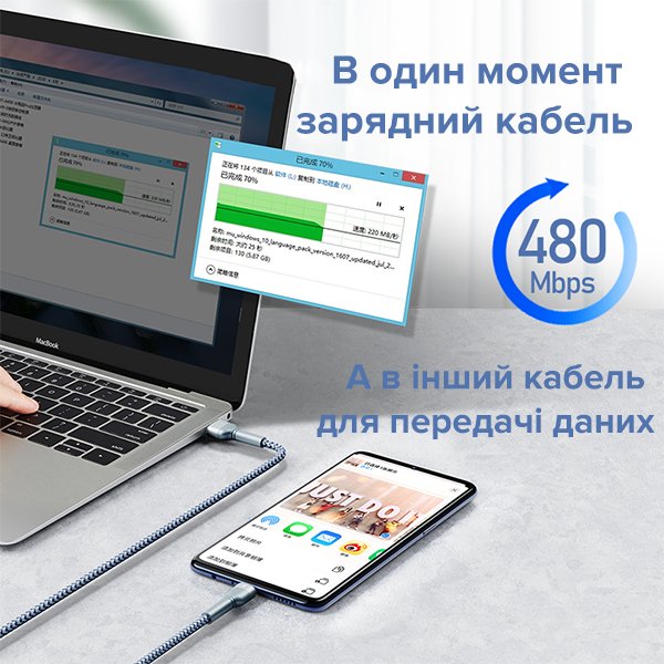 Дата кабель для заряджання REMAX RC-124a USB 2.0 — Type-C 2.4A (1м) Срібний, фото №2